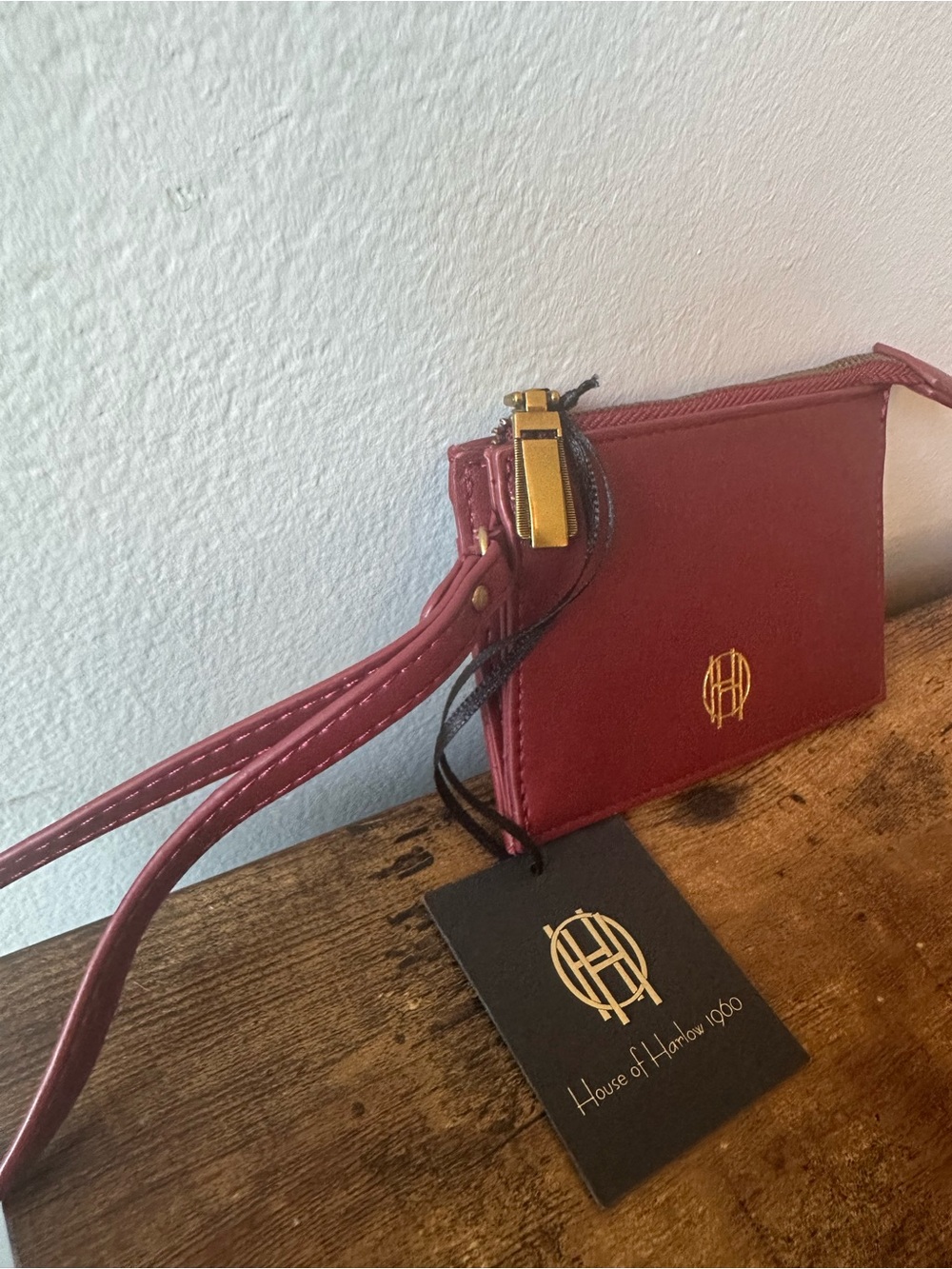 House of Harlow 1960 Red Faux Leather Zip Card Case Wallet Wristlet New With Tag - Picture 3 of 6